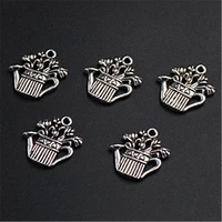 wkoud 10pcs silver color watering pot charm alloy pendants fashion bracelet earrings diy metal jewelry handmade a1220