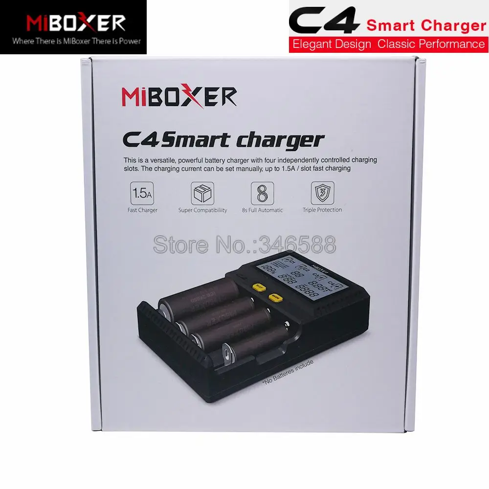C4 зарядное устройство Miboxer для 10340 10440 AA AAA 14500 18650 26650 зарядное устройство Универсальное зарядное устройство 4 канала