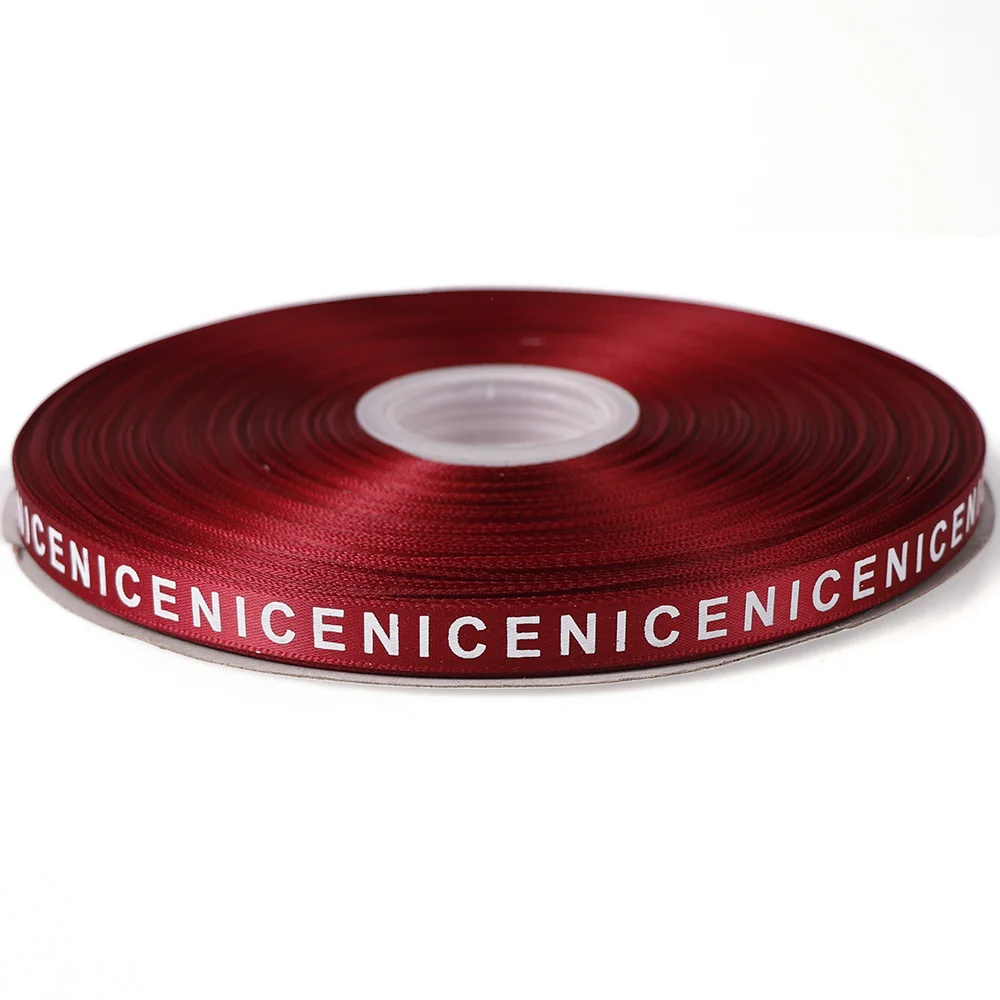A 10mm 10 yards 7/10 мм 10 ярдов винт полиэфирной нити письмо красивым принтом Grosgrain вечерние Свадебные украшения подарок с бантом ленты для поделок карточная игра подарки - Цвет: A 10mm 10 yards
