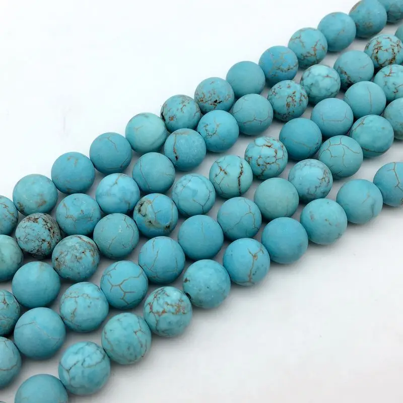 Матовые Круглые бусины из голубого камня Howlite 6 мм 8 10 12 для изготовления ювелирных