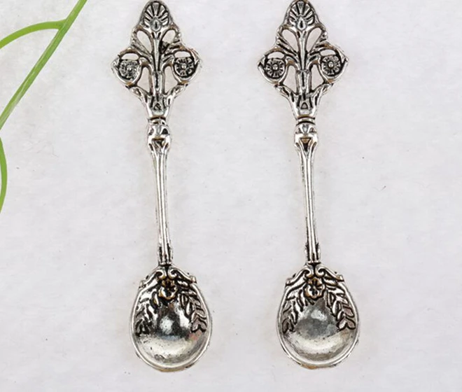 Винтажная серебряная подвеска в виде ложки с цветком для изготовления ювелирных