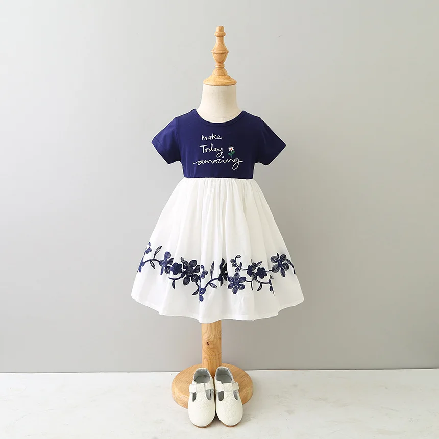 Летняя детская одежда платье с цветочным рисунком для девочек летняя принцессы