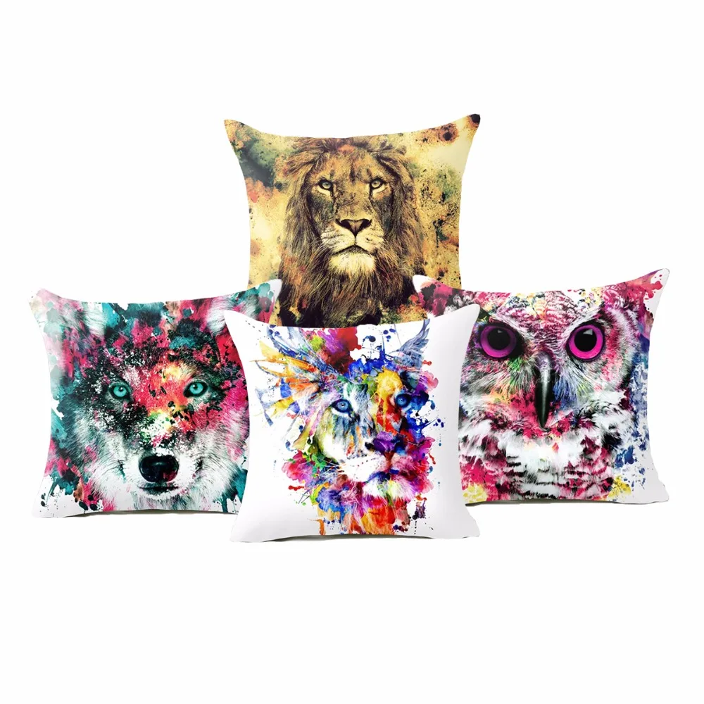 Удобные Путешествия Диван спальный наволочки масла узор Лев волк с принтом Совы