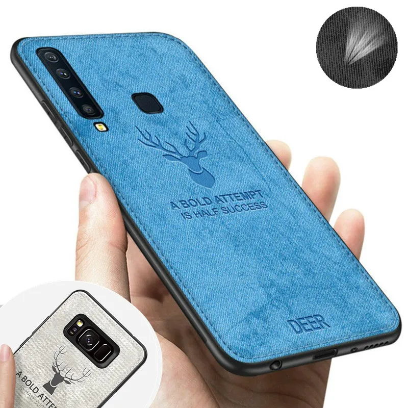 Тканевый чехол для samsung Galaxy S10 S10e e S9 S8 A7 A9 J4 J6 A6 A8 плюс Note 9 8 S7 край Холст Кожа Мягкий силиконовый чехол-накладка олень