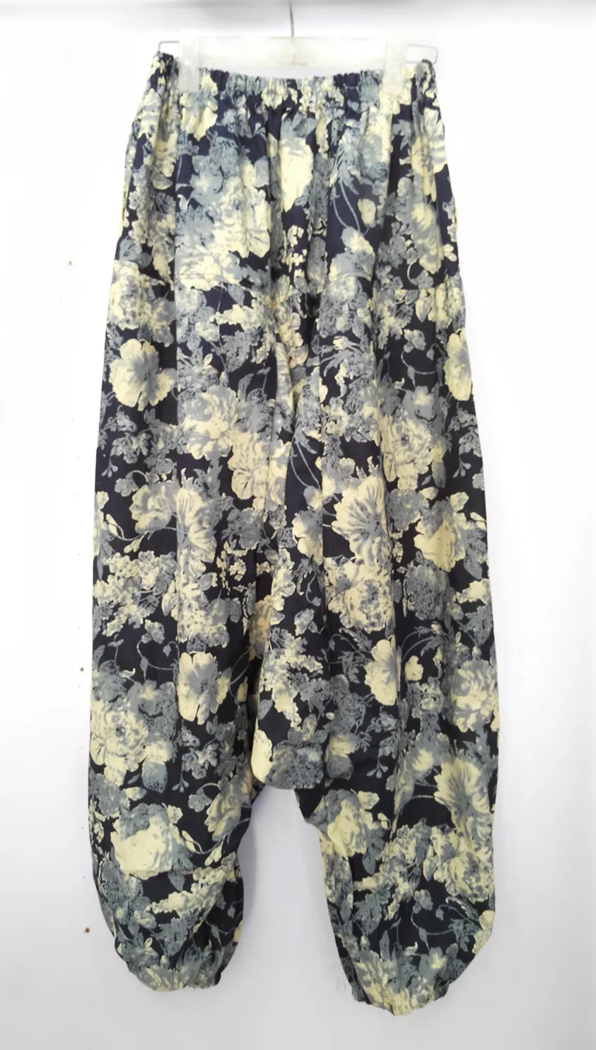 

Hot Arts style Women Vintage Print Loose Harem Pants Top Quality Cotton Linen Elastic Waist Casual Trousers Hip Hop Women Pants