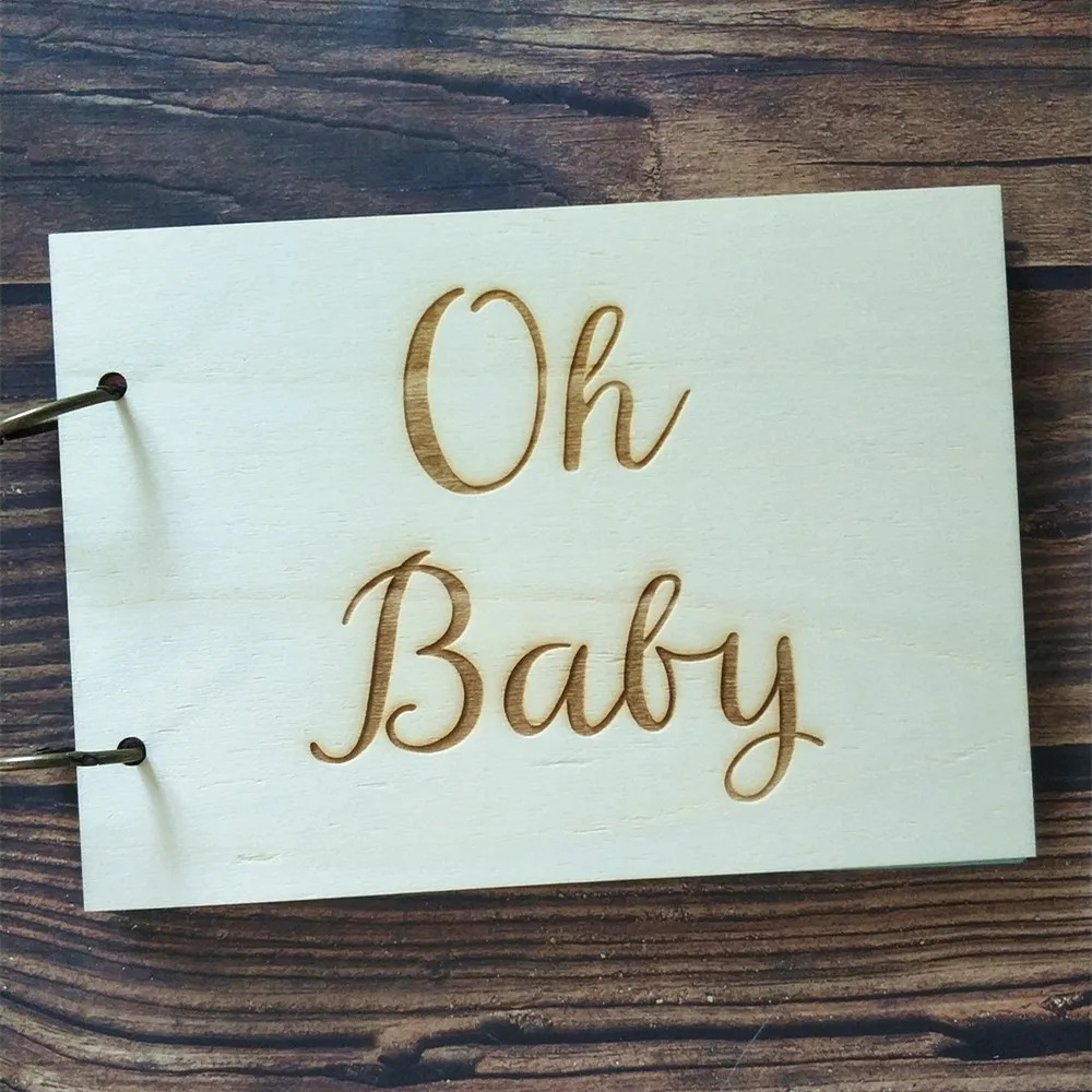 Oh Baby Script Baby Shower деревянная Гостевая книга деревенская Гостевая книга деревянная скрапбук книга памяти альбом подарок