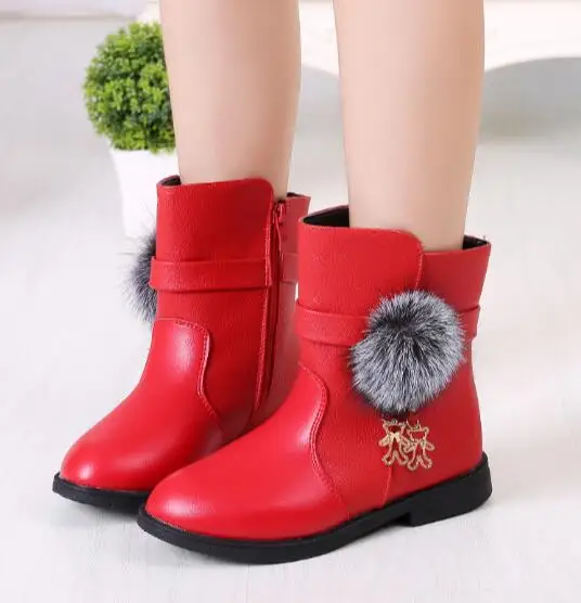 Зимние модные детские зимние ботинки для девочек обувь теплые плюшевые с мягкой