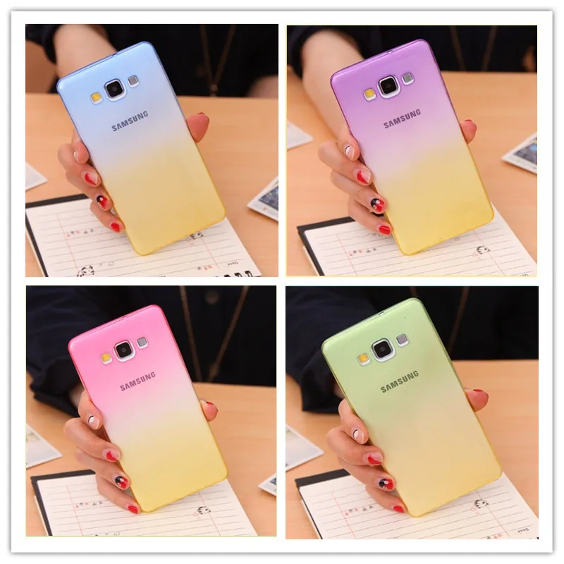 Мода Мягкой ТПУ Градиент Цвета Задняя Крышка Case для Samsung Galaxy A7 A700 Телефон Случаях