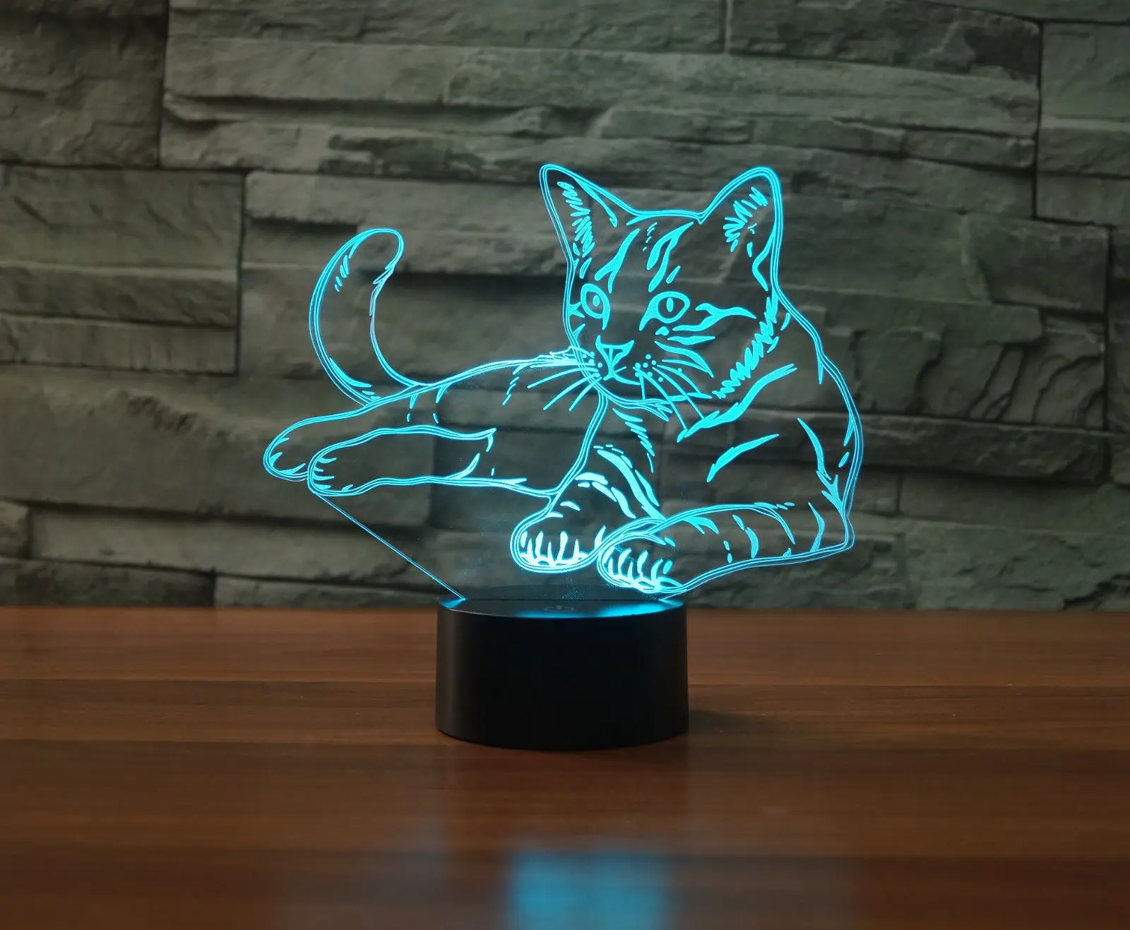 Романтическую атмосферу 3D визуальные фары милый кот Иллюзия ночник 7 цветов