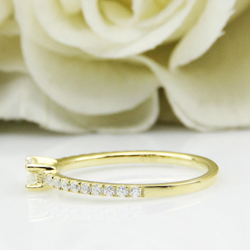 0.4CT 5X3mm Изумрудный разрезанный Муассанит кольцо 14K массивная, желтая, золотая, муассанитовые акценты боковое обручальное кольцо с камнем, Fantacy обручальное кольцо