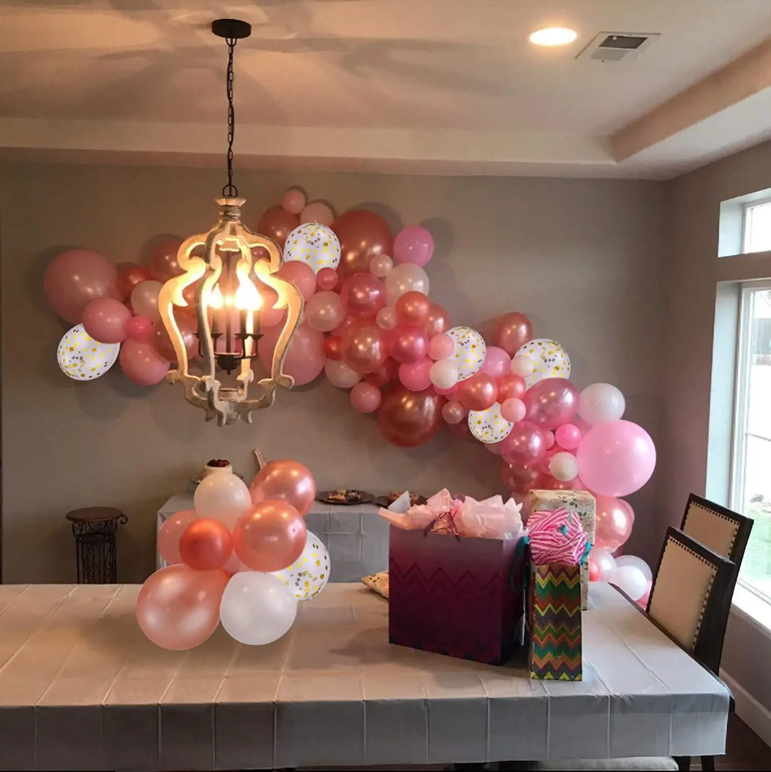 Арка с воздушными шарами и комплект гирлянды | 100 шт Розовое золото Румяна Розовый