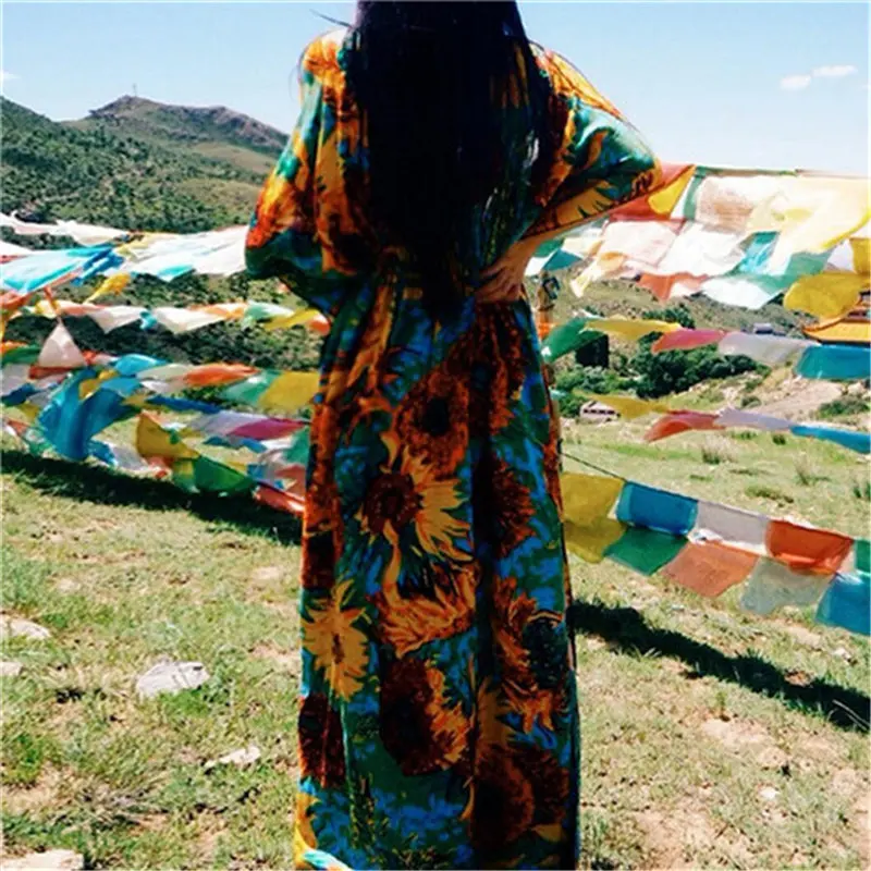 2019 богемное пляжная туника в этническом стиле хлопок вискоза платье макси Для