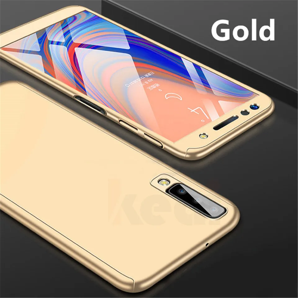 Gold 360 Полное покрытие чехол для samsung Galaxy A7 A8 A9 A6 J8 J6 J4 Plus A5 A3 J7 J5 чехол s для M10 M20 A10 A30 A50 чехол - Цвет: Gold