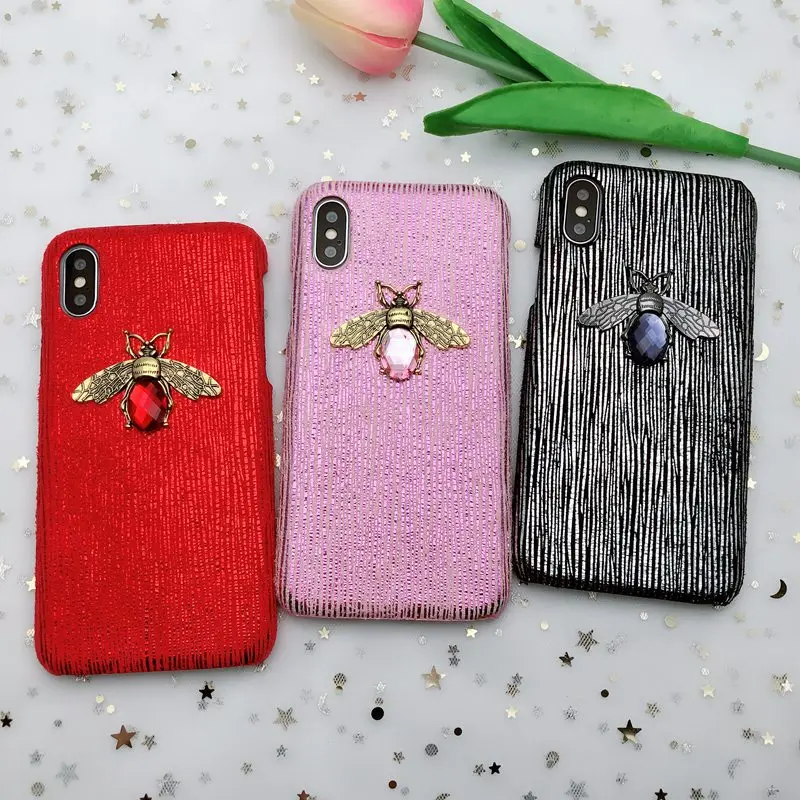 Роскошный блестящий чехол с алмазной Пчелой для iphone X XR XS Max Жесткий Чехол из