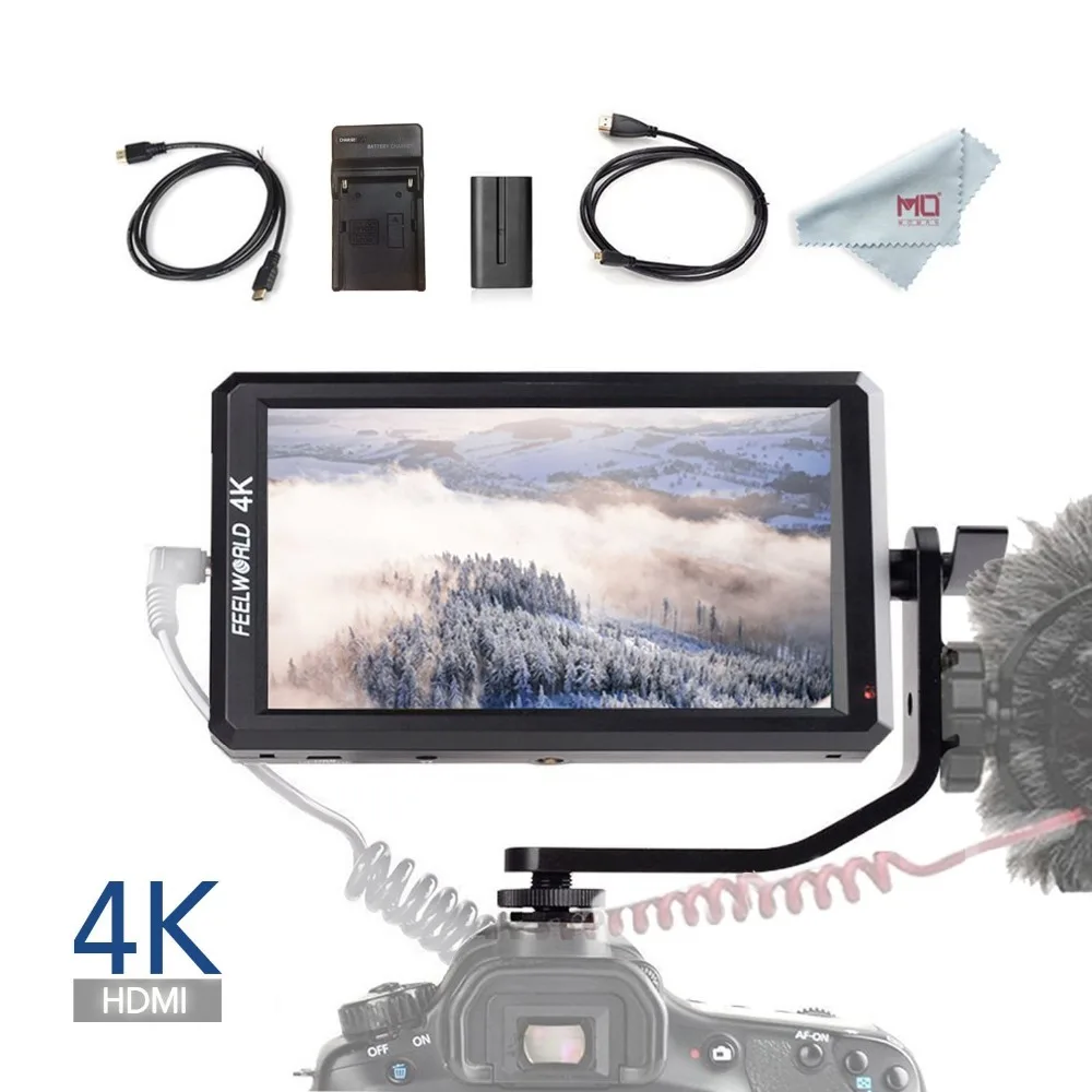 5 7 дюймовый Full HD полевой монитор Feelworld F6 для прямого эфира с рычагом наклона 4K HDMI