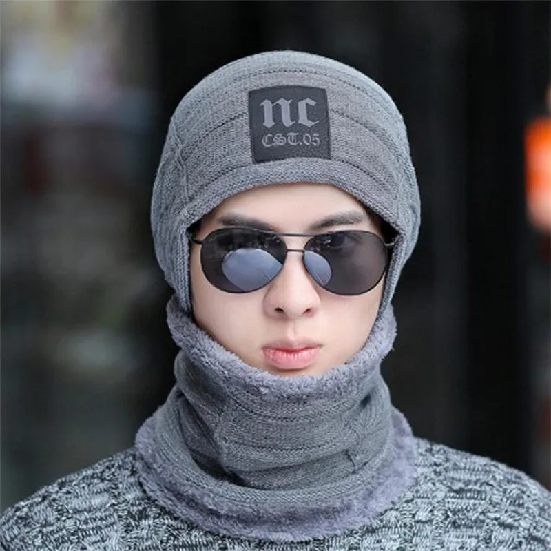 Зимняя шапка шарф шапочки вязать Для мужчин зимние Шапки Skullies капор для женщин