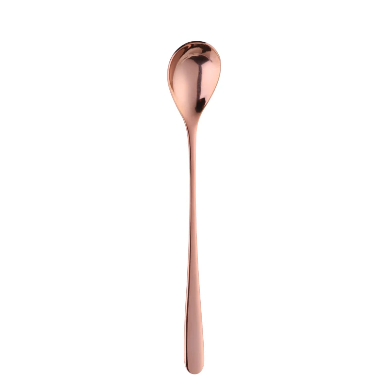 rose 12pcs 12pcs/lot Stainless Steel Coffee& Tea Spoon With Long Handle Kitchen Colourful Coffee Mixing spoons Ice Cream Dessert Spoons - Цвет: rose 12pcs