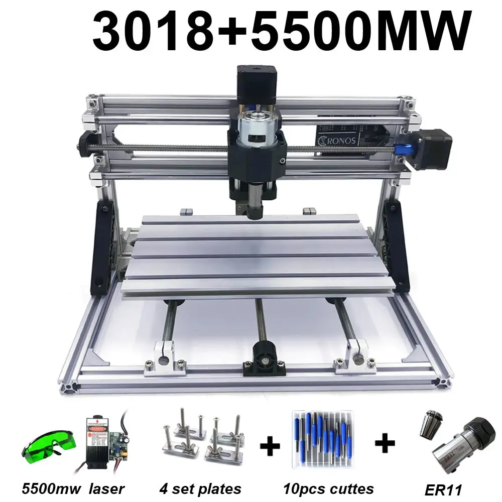 CNC3018 ER11, DIY мини ЧПУ гравировальный станок, Pcb фрезерный станок, деревянный маршрутизатор, лазерная гравировка, ЧПУ GRBL управления, жажда металла - Цвет: 5500mW