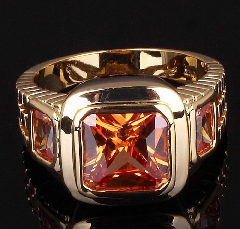 Мужское кольцо SuoHuan размеров 8 12 с фианитом цвета шампанского|size 8|wedding ringsgold filled |