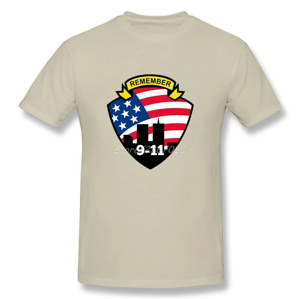 Remember 9-11 T Shirt Short Sleeve Custom Men's Clothes New Vegan 3XL Cotton American Flag Logo Mens Shirts | Мужская одежда