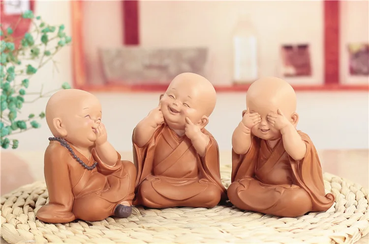 Скульптура маленького монаха в китайском стиле статуя будды ручной работы