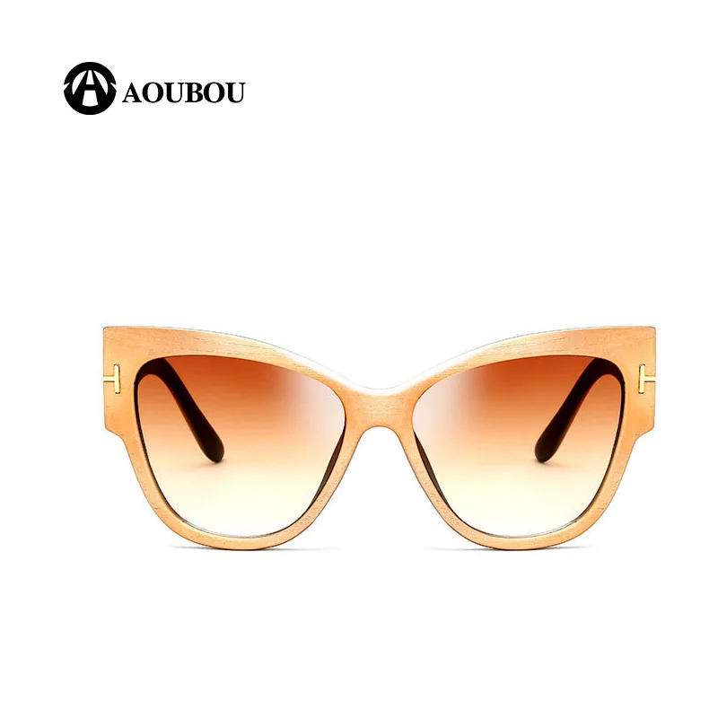 Деревянные солнцезащитные очки для женщин 2019 индивидуальные серые кошачий глаз