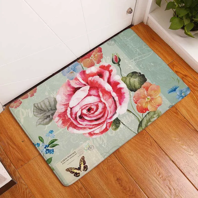 Comwarm Противоскользящий коврик для двери Добро пожаловать винтажные бабочки