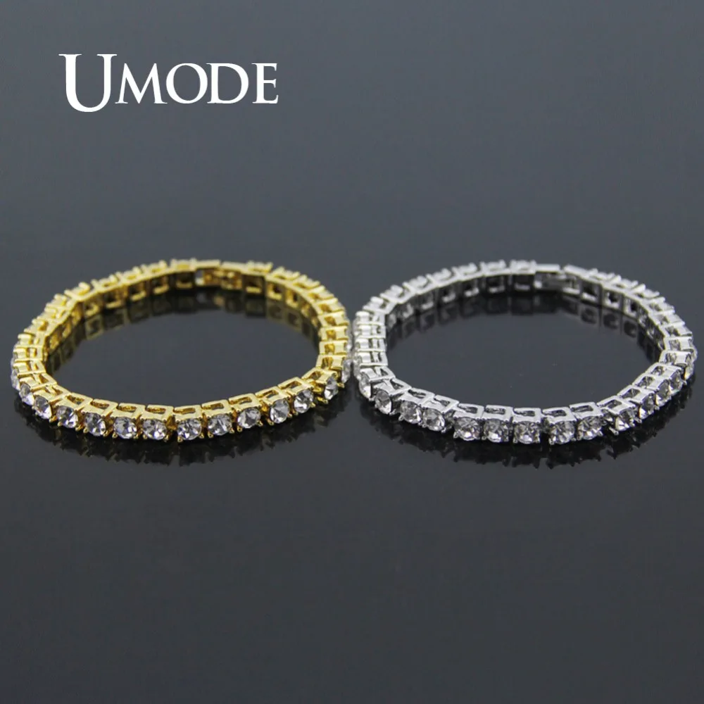 Новый модный браслет UMODE с цирконом для мужчин тенниса золотистый черный