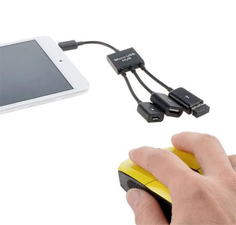 100 шт./лот * 3 в 1 микро usb OTG концентратор кабель разъем сплиттер порта USB зарядное