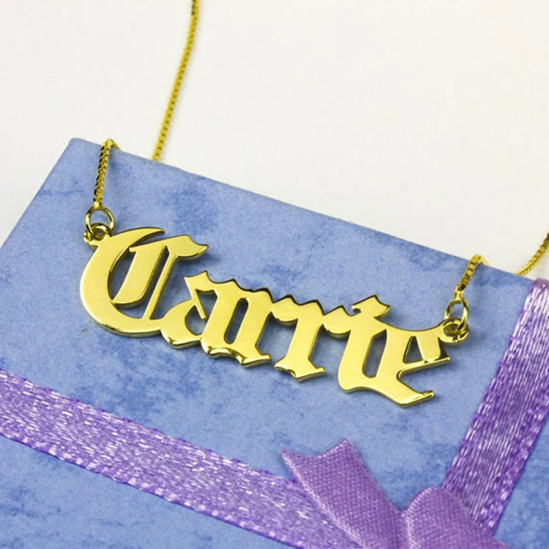 Модные украшения персонализированные имя золото Старый Английский Цепочки и ожерелья Нержавеющая сталь Серебряная цепочка пользовательские шрифт Цепочки и ожерелья для Для женщин Для мужчин