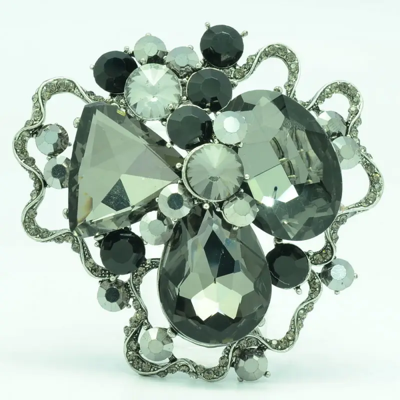 Модные Броши Стразы с кристаллами броши черным цветком булавки для женщин