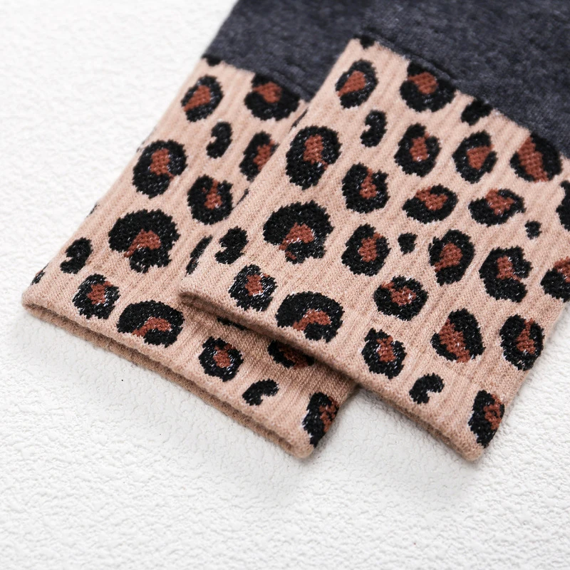 

Stripe Leopard Socks Fashion Style White Black Funny Women Casual Socks Women Short Patchwork Socks Crazy Happy Cotton Socks