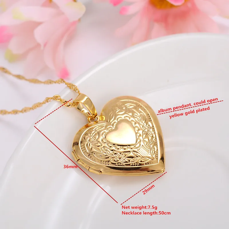 Bangrui Photo Frame Locket Pendant Necklace Gold filled Romantic Love Heart Vintage Jewelry Flower Women Valentine's Day Gift |