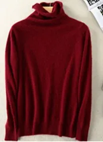 2020 New Spring Autumn Winter Pure Mink Cashmere High Collar Piles Women's Long-sleeved Sweater Pullover Warm Soft Casual | Женская
