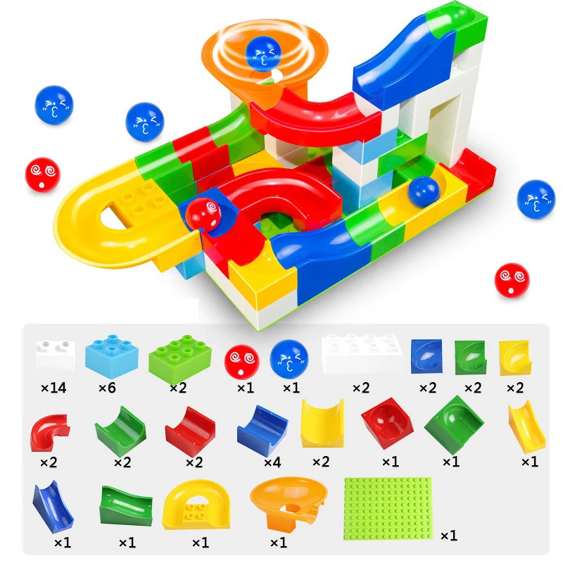 Building Block Track 52 шт. DIY детские игровые строительные блоки+ строительство мраморный трек Запуск шары лабиринты трек Дети обучения Развивающие игрушки набор - Цвет: Building Block Track