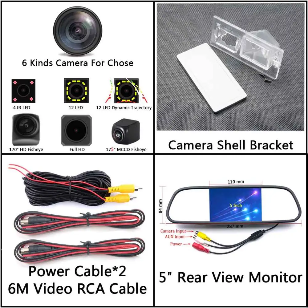 Camera 5 inch Mirror 12 светодиодный автомобильный резервный траектория движения заднего вида Камера для Fiat Freemont 500 Dodge Journey JCUV 2010 2011 2012 2013 - Название цвета: Camera 5 inch Mirror