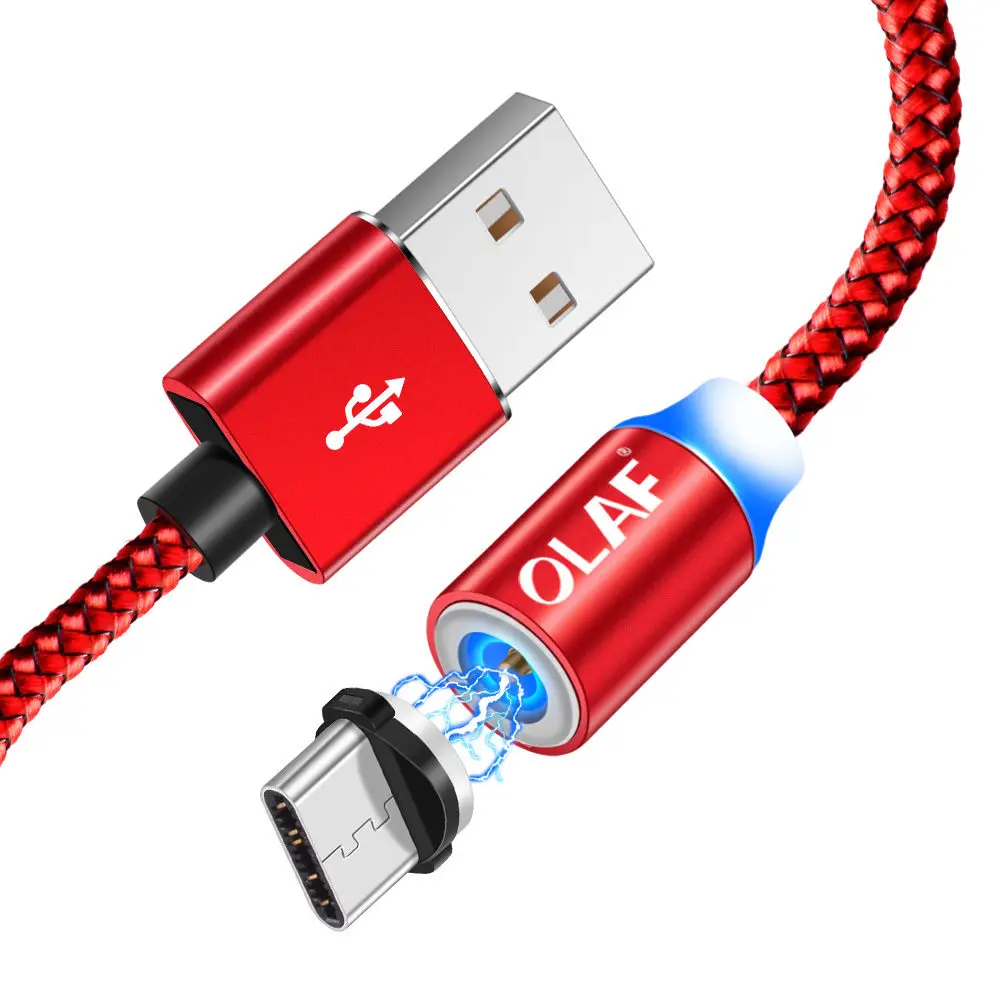 Магнитный usb-кабель Олаф для быстрой зарядки, кабель USB type-C для samsung S9 S10 Plus, Магнитный зарядный USB-C кабель для Xiaomi mi6 mi8 mi9 - Цвет: Красный