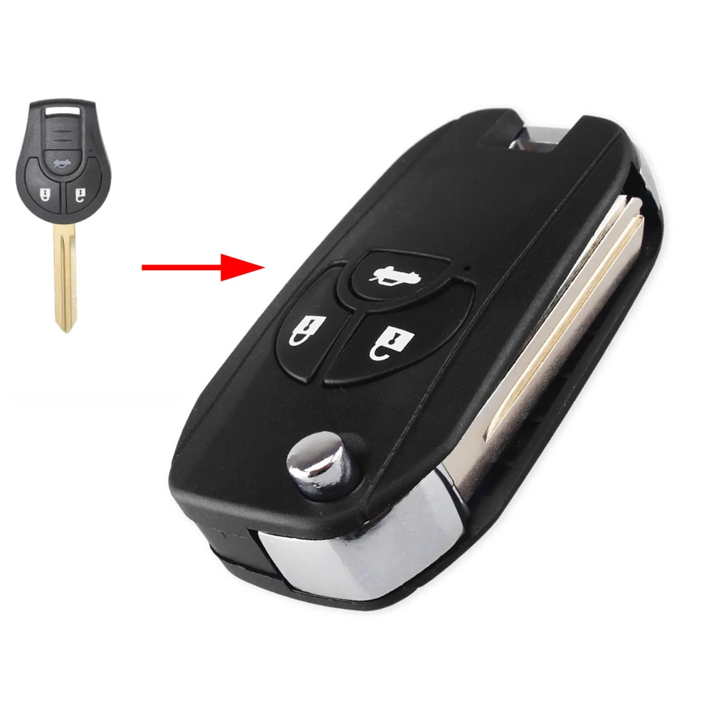 3 Buttons KEYYOU 2 кнопки флип складной дистанционный Автомобильный ключ чехол Корпус Fob чехол Стайлинг для Nissan Cube Micra Qashqai Juke Altima Maxima - Количество кнопок: 3 Buttons