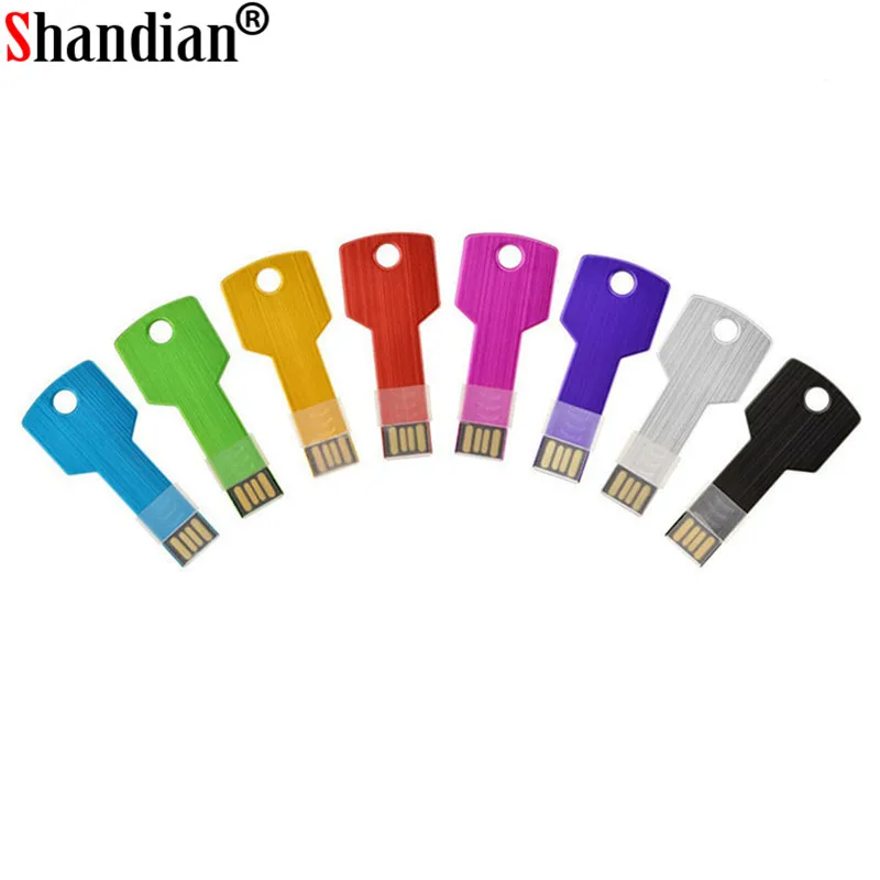 SHANDIAN, Пользовательский логотип, USB флеш-накопитель, 4 ГБ, 8 ГБ, 16 ГБ, 32 ГБ, металлический накопитель, флешка, карта памяти, форма ключа