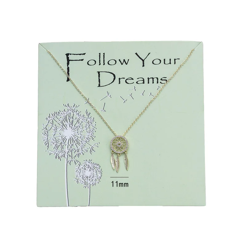 Кулон с надписью Wish Card Follow Your Dream ожерелье медной подвеской в виде Ловец снов