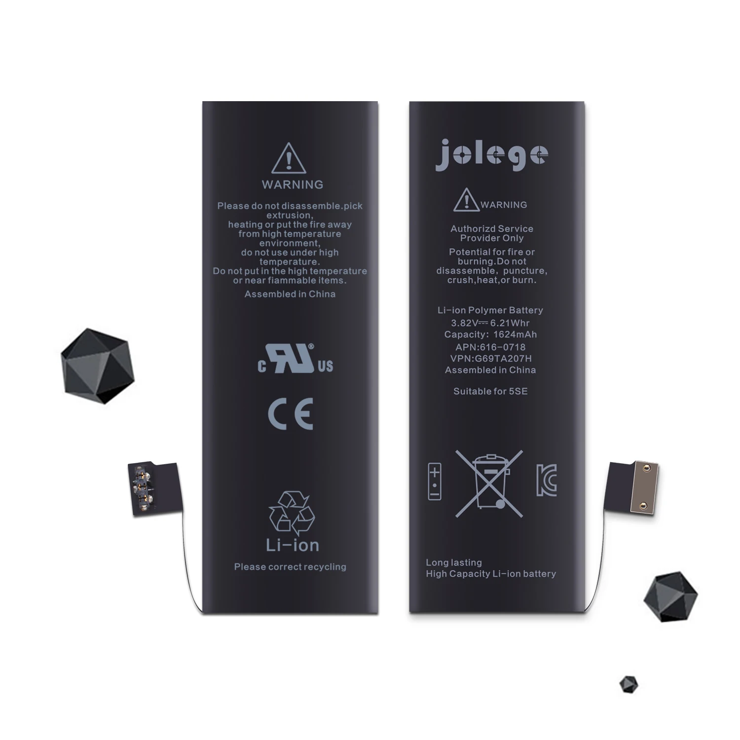 Jolege Замена для Айфон 5 SE черный встроенный литиевый Батарея Apple IPhone 5SE internel 3.82 В 1624