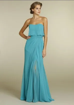 Prom Dresses Sale -Strapless Neckline Bridesmaid Ruffles Chiffon A-Line Side Slit Floor Length Natural Waist | Свадьбы и торжества