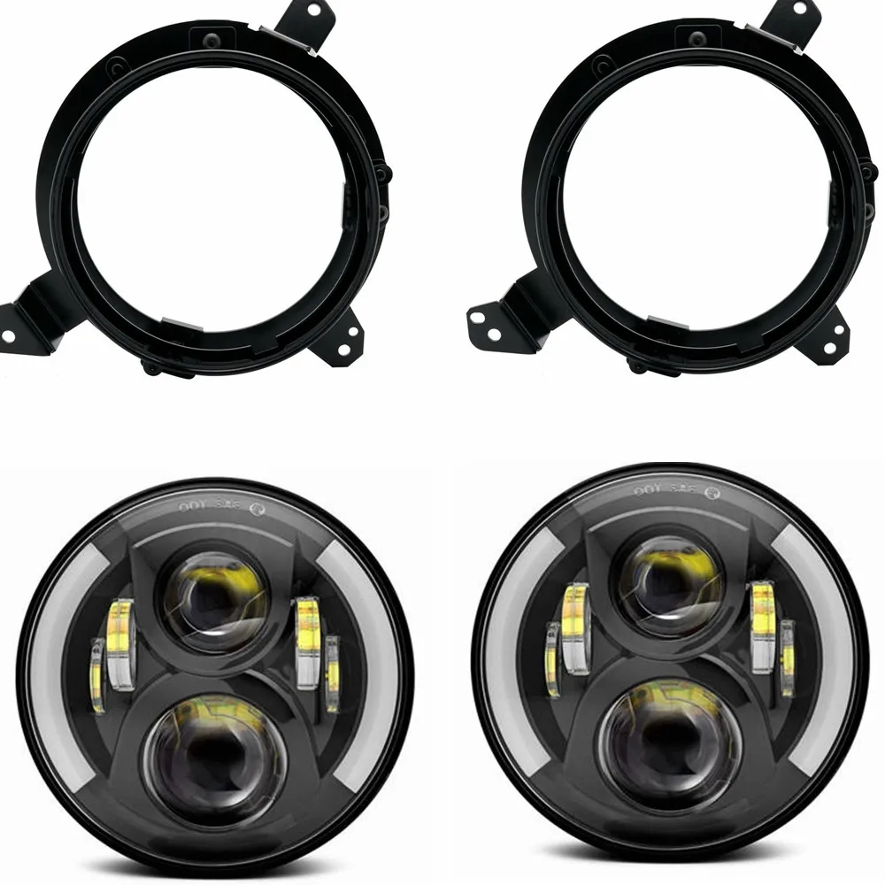 50w Halo light Black Светодиодный свет " дюймов 60 Вт светодиодный Замена Halo Белый DRL светодиодные фары с плотные отражатель для джип JL JT JL JLU налобный фонарь - Цвет: 50w Halo light Black