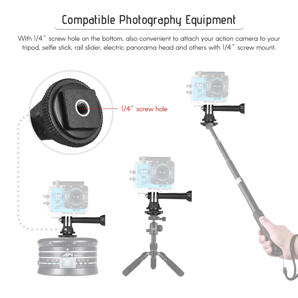 Andoer штатив винт для экшн-камеры Крепление-адаптер горячего башмака светодиодный