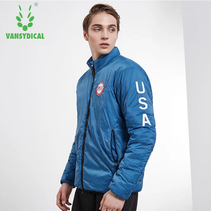 Vansydical Winter Warm Sports Running Jackets Men's Zipper Long Sleeve Padded Coat Outdoor Workout Windproof Sportswear Tops