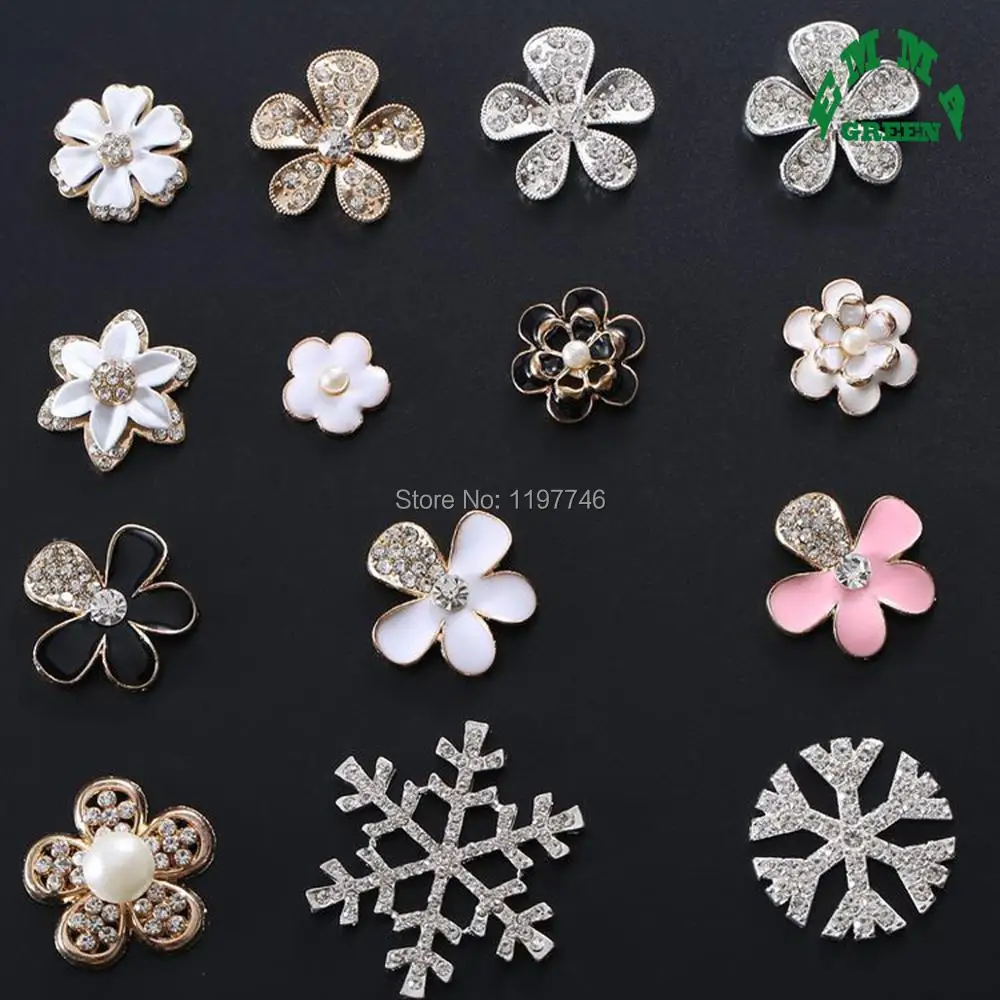 

Snowflake Lucky Flower Rose Enamel Vintage Flat Back Rhinestone Embellishments 4 pcs for Stick Crystal Christmas Decoration