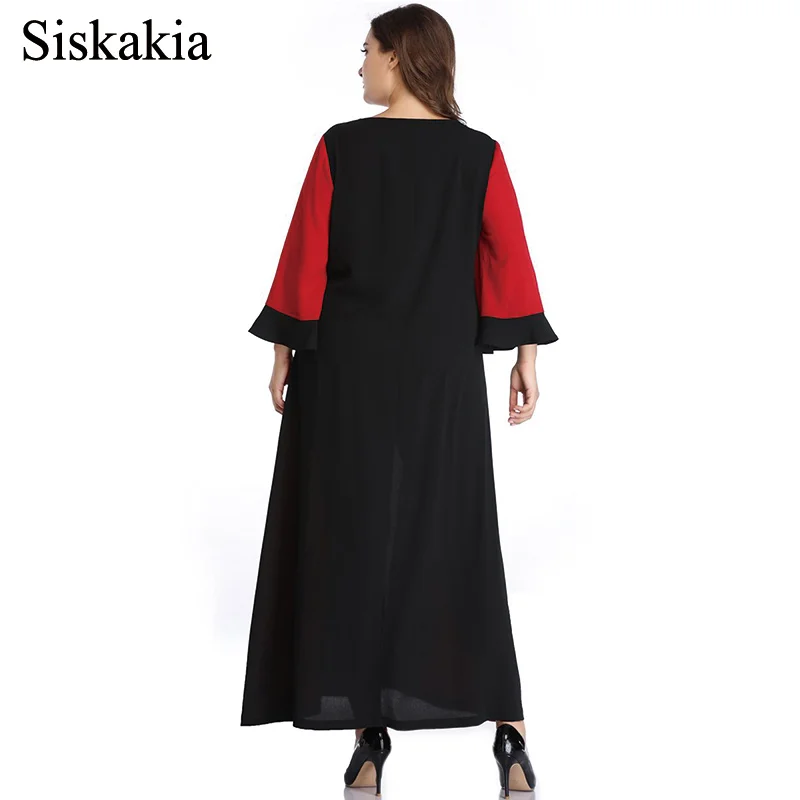 Siskakia Весна 2019 женское лоскутное длинное платье с цветным блоком О образным