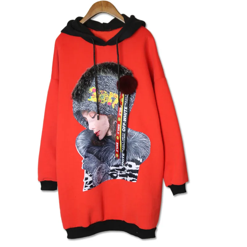 Новинка 2017 уличная одежда зимнее модное платье-свитшот свободные пуловеры с