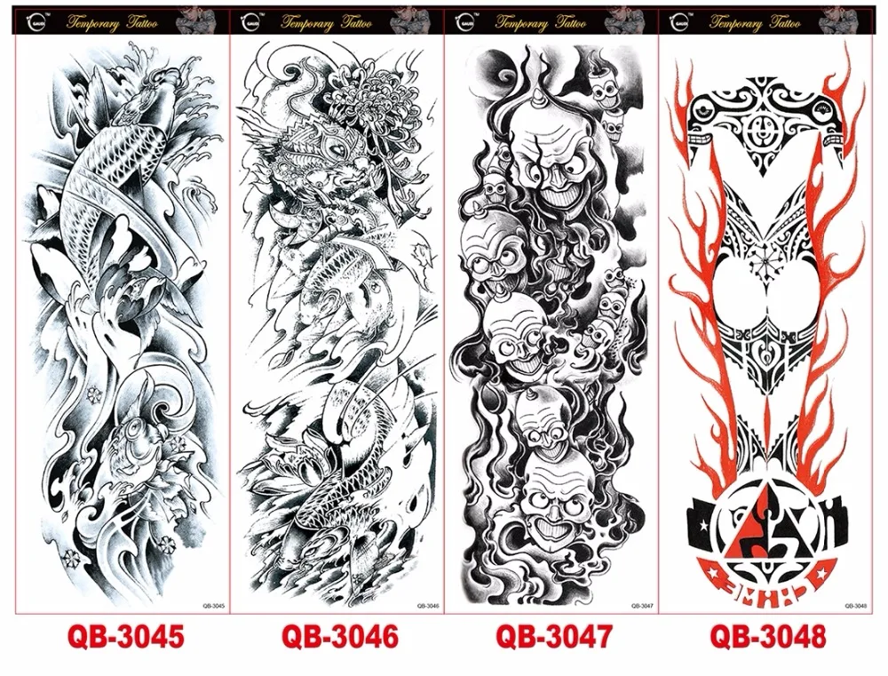 Водостойкая тату наклейка на всю руку китайский Цвет карп кои переводная