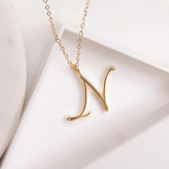 10PCS Tiny Swirl Initial Alphabet Letter Necklace All 26 English A-Z Cursive Luxury Monogram Name Letters Word Chain Necklaces | Украшения